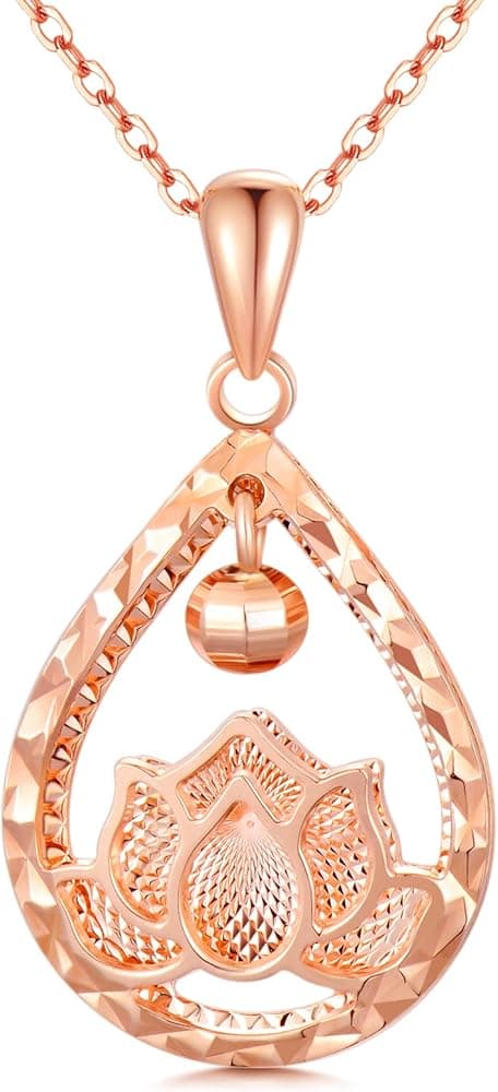 Lotus Flower Necklace in Rose Gold