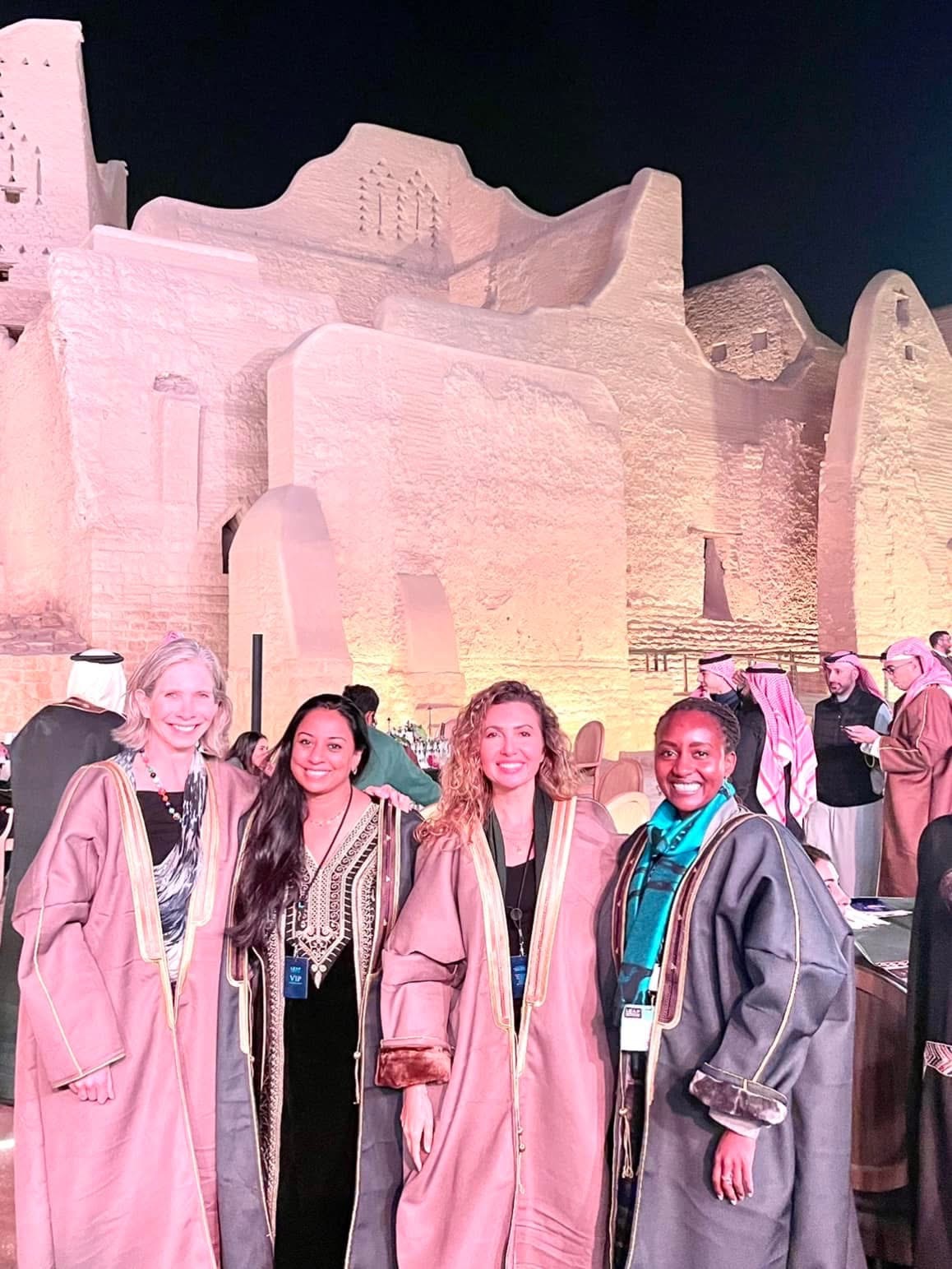 Anu Bhardwaj with fellow LEAP delegates at the UNESCO World Heritage Site of Diriyah — the birthplace of the Saudi nation · VIP evening during LEAP Summit, Riyadh, February 2022