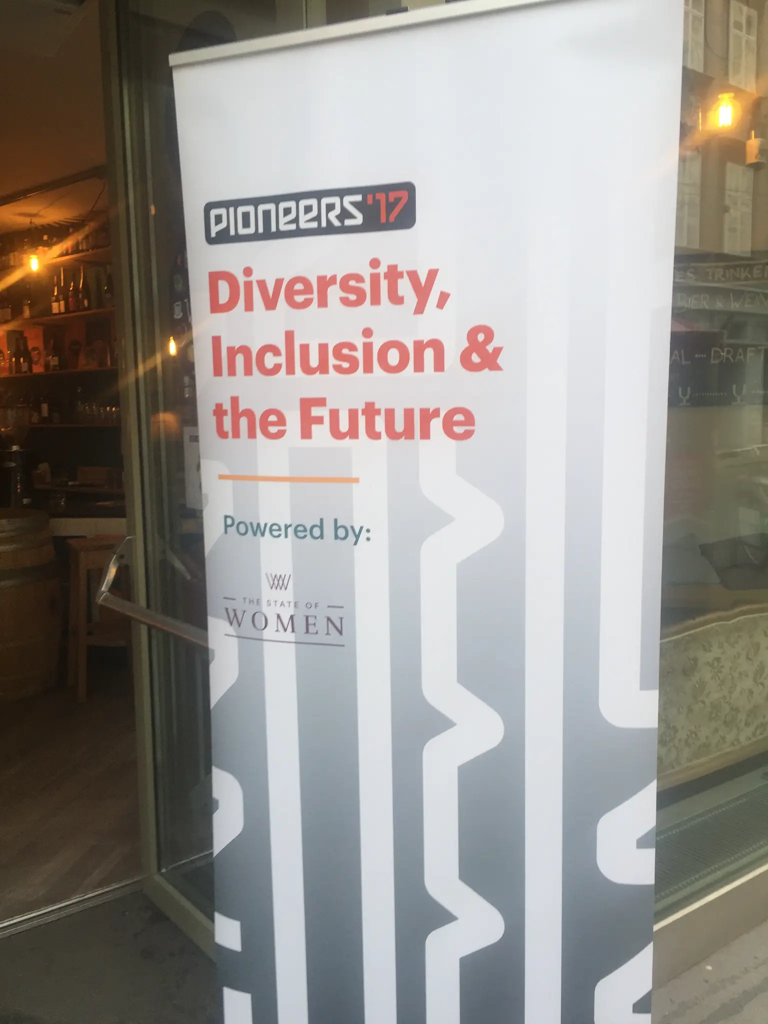 Pioneers '17 banner: Diversity, Inclusion & the Future — Powered by The State of Women · Vienna, Austria, June 2017