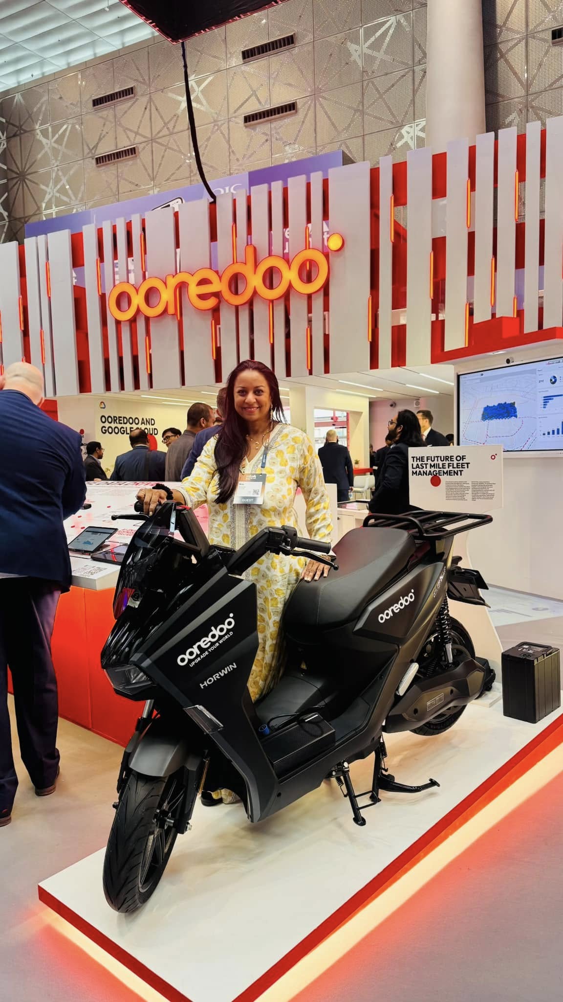 Anu Bhardwaj at the Ooredoo booth — Web Summit Qatar 2025