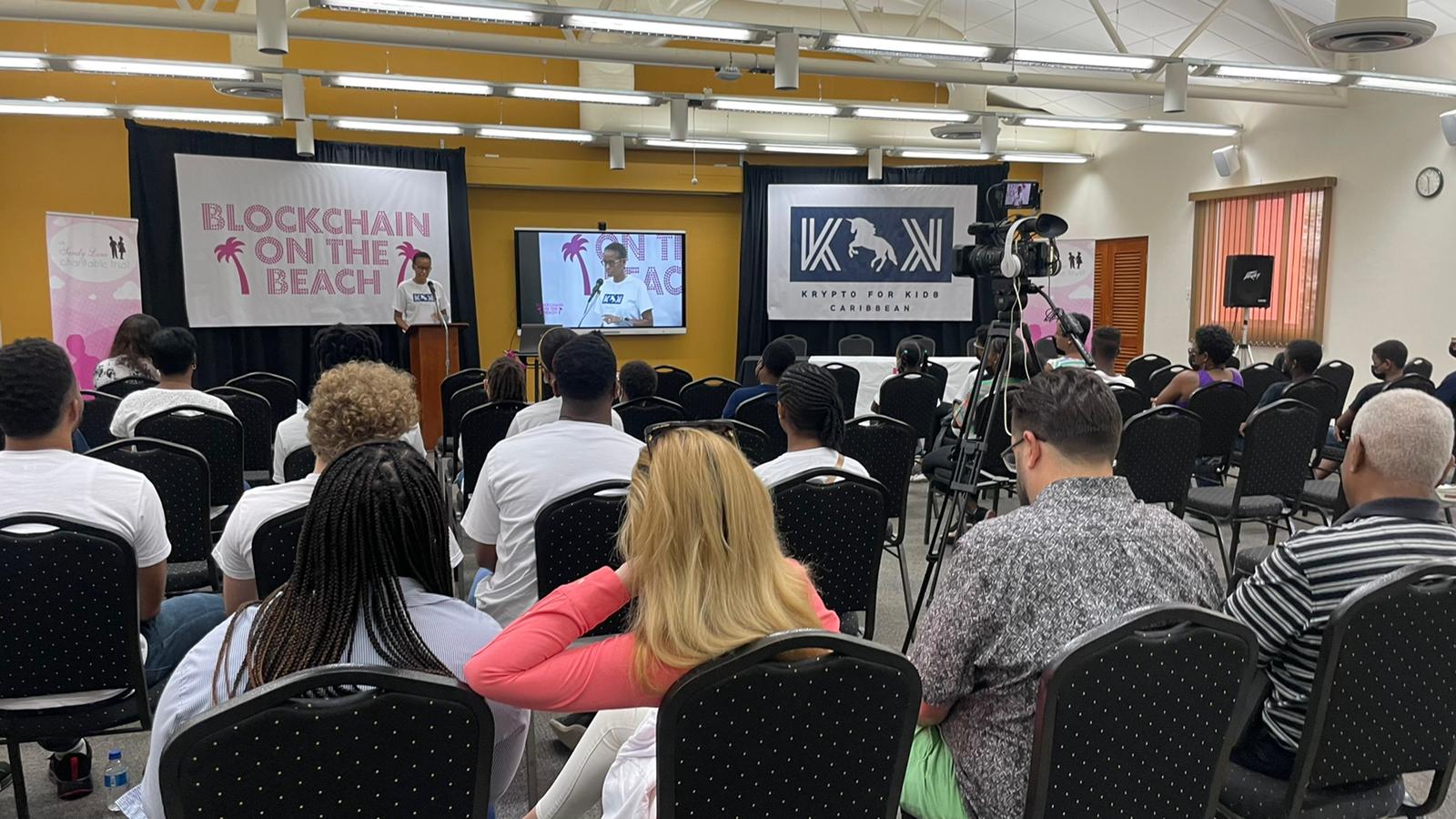 Krypto for Kids Caribbean — Arya Bhardwaj presenting at Blockchain on the Beach Barbados, University of the West Indies Cave Hill Campus, October 2022. Krypto for Kids Caribbean official launch.