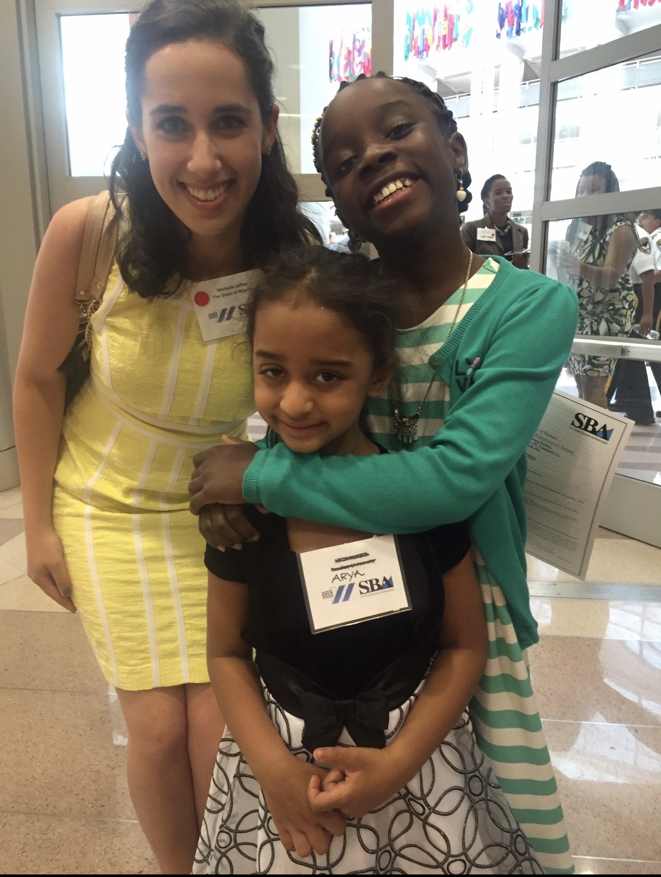 Arya Bhardwaj with Michelle Jaffe at the SBA booth — The United State of Women Summit, 2016