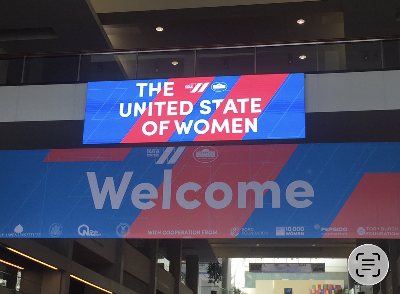 "Welcome" banner at The United State of Women Summit venue — Washington DC, June 2016