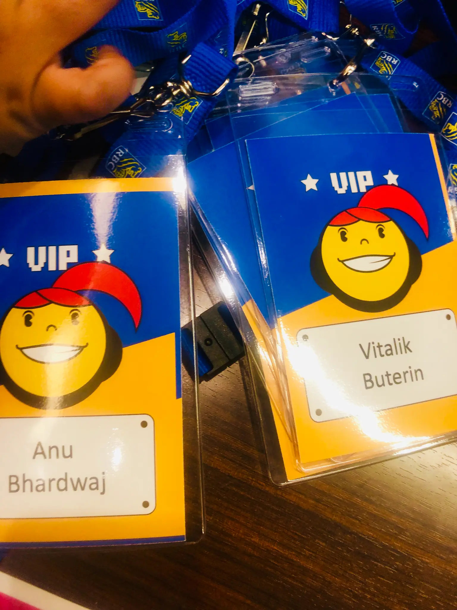 Anu Bhardwaj & Vitalik Buterin — CryptoChicks VIP badges side by side