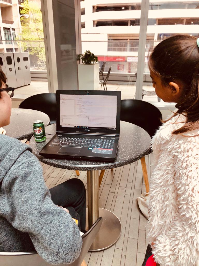 Arya coding at CryptoChicks Toronto 2019 — hands-on blockchain workshop