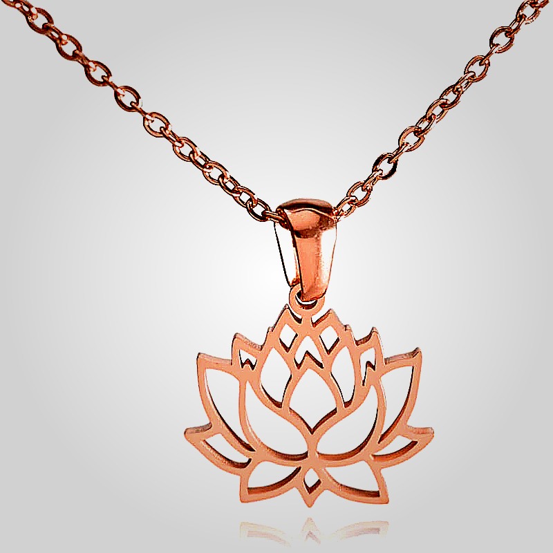 Lotus Flower Necklace in Rose Gold