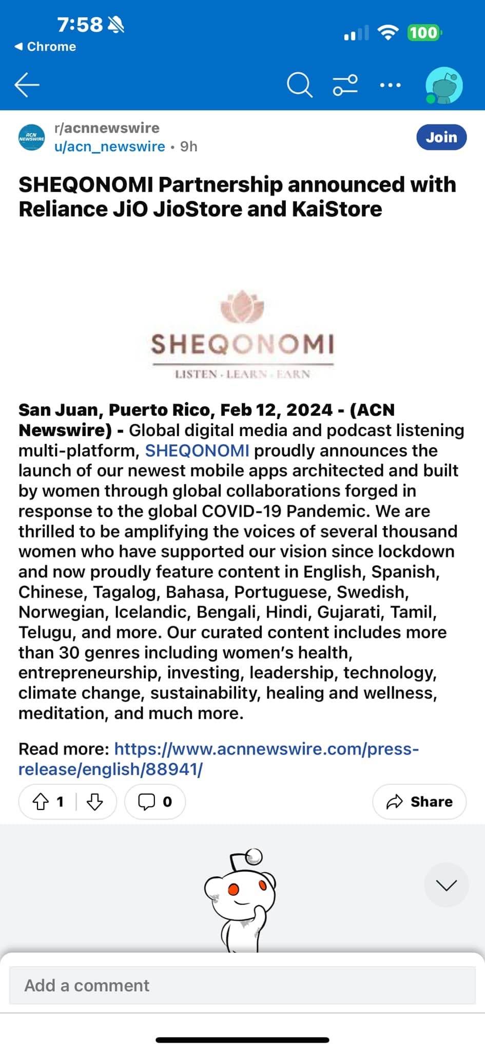 English press coverage — ACN Newswire