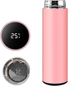 Smart Insulated Bottle — LED Temperature, Pink